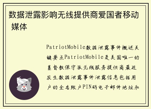 数据泄露影响无线提供商爱国者移动 媒体